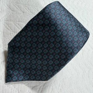Paco Rabanne Paris Mens 100% Silk Geometric Pattern Necktie Hand Made in Italy